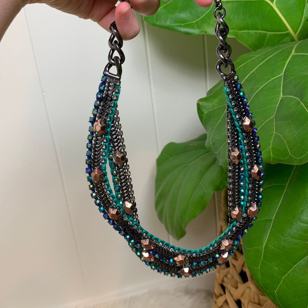 Stella & Dot Hematite Mercury Bib Necklace - Picture 3 of 5